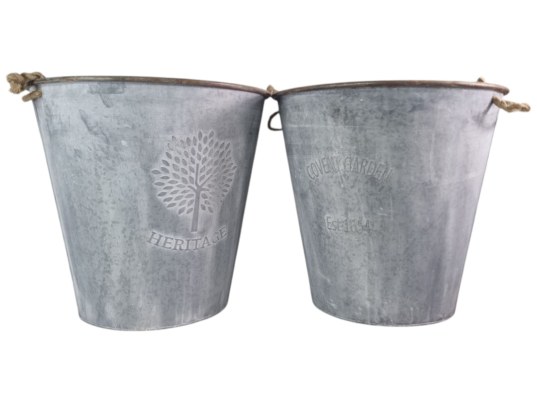 60cm XXL Zinc Round Planter Garden Flowers Trees Plants Pots Set of 2