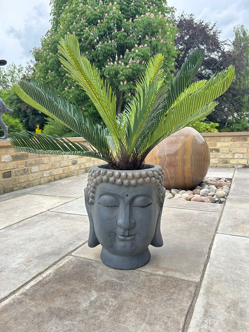 Large Buddha Head Garden Stone Effect Pot Planter