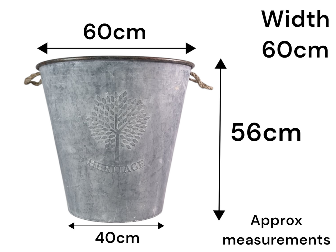 60cm XXL Zinc Round Planter Garden Flowers Trees Plants Pots Set of 2