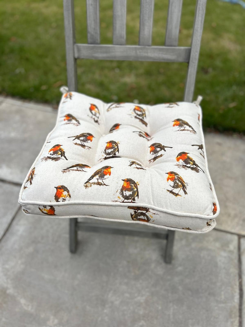 Robin Box Cushion Seat Pad Kitchen Garden Decor Single Set of 2, 4 or 6 40cm