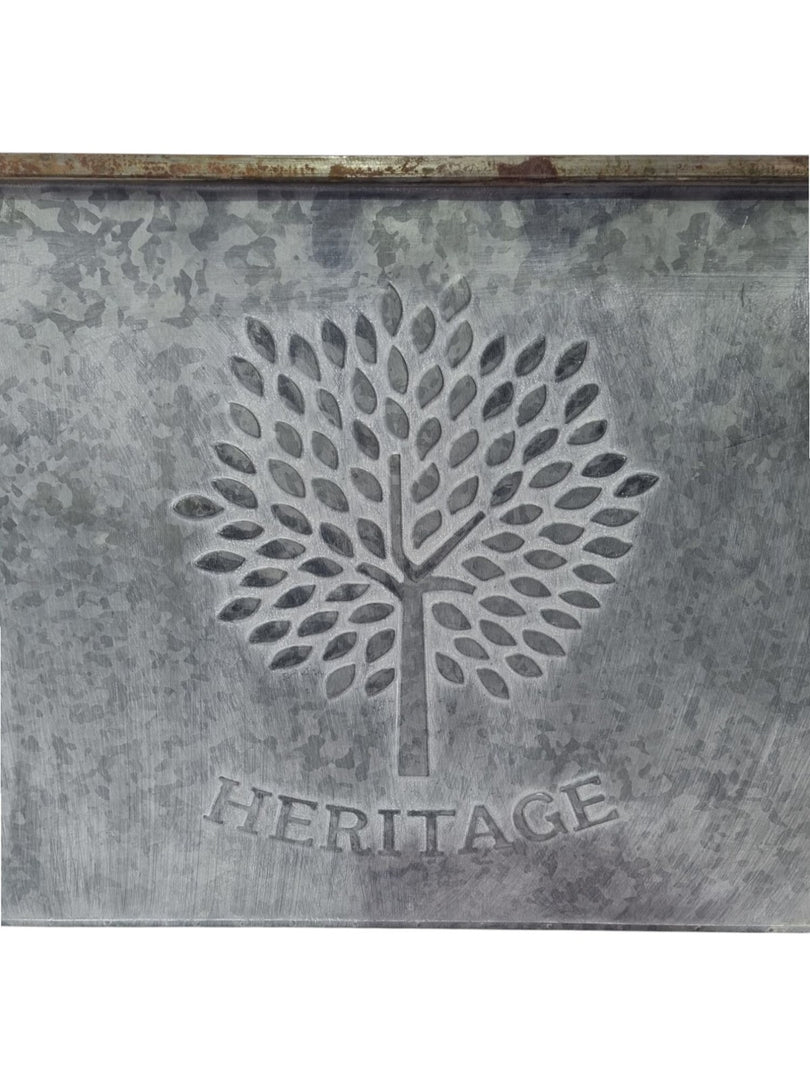 50cm Zinc Trough Planter Garden Flowers Trees Embossed Galvanised Effect
