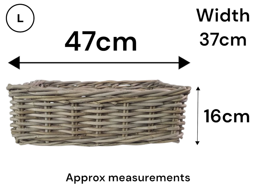 Kubu Shallow Storage Basket Home Tidy Toys Wicker Organiser Choice Of Sizes