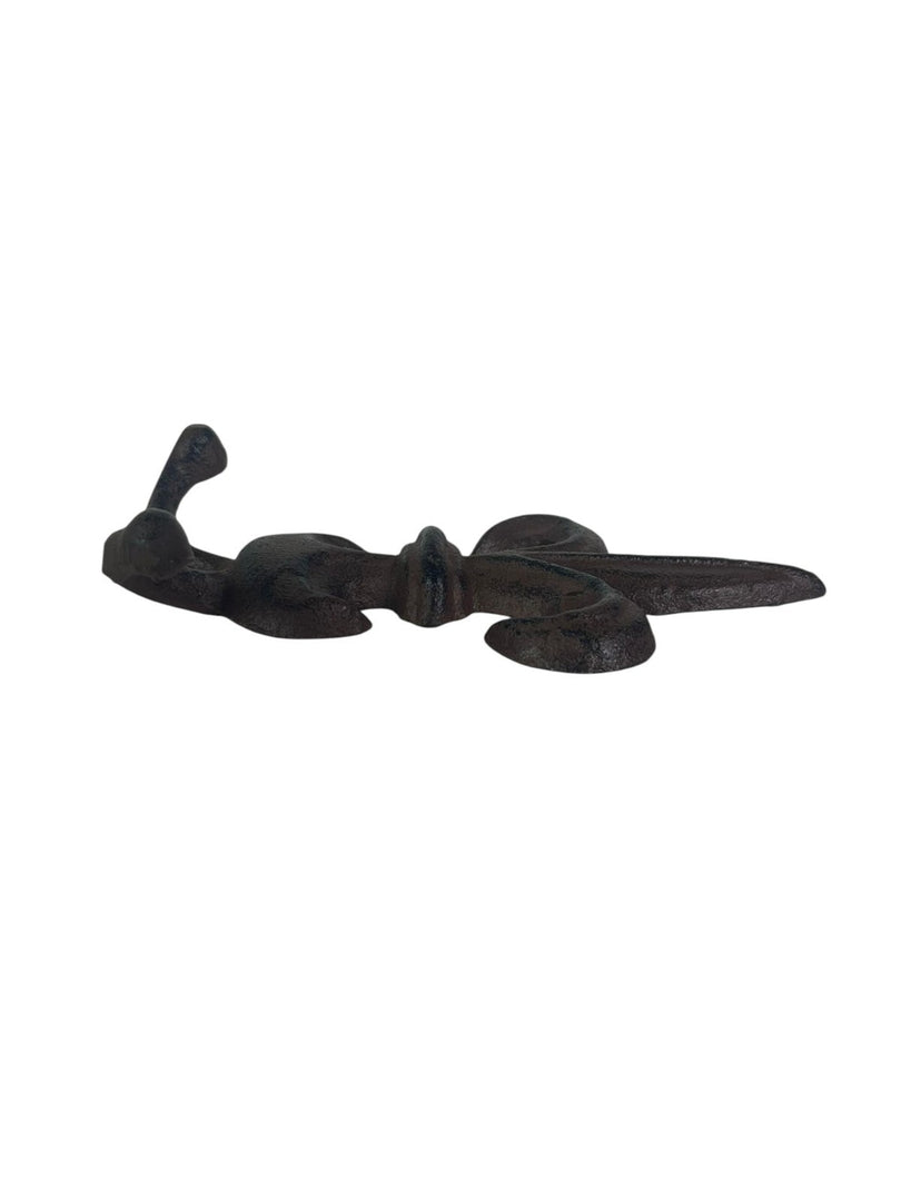 Fleur de Lis Cast Iron Twin Hanging Hook Hooks Decorative Home Garden