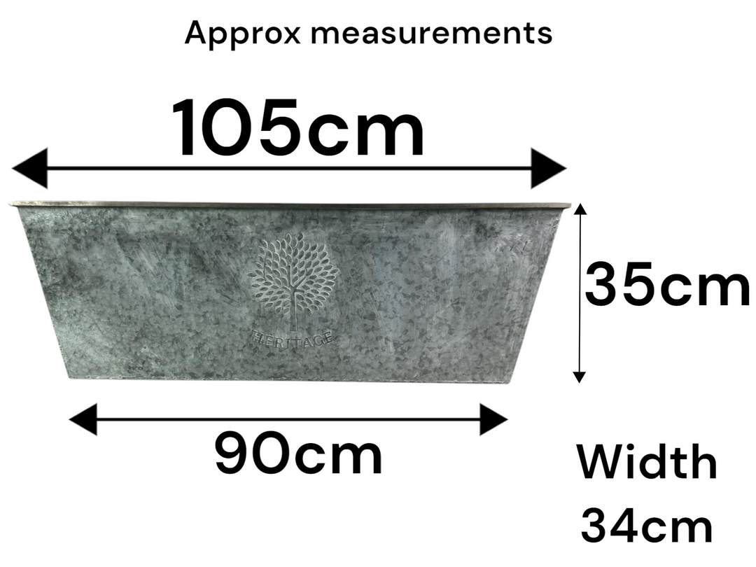 105cm XXL Large Zinc Trough Planter Trough Garden Flowers Plants