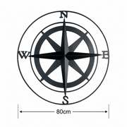 Large Compass Black Metal Garden Outdoor Wall Art Plaque 80cm Diameter1