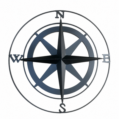 Large Compass Black Metal Garden Outdoor Wall Art Plaque 80cm Diameter3
