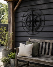 Large Compass Black Metal Garden Outdoor Wall Art Plaque 80cm Diameter2