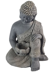 Large Stone Effect Kneeling Buddha Garden Decoration with Tea-light Holder
