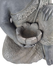 Large Stone Effect Kneeling Buddha Garden Decoration with Tea-light Holder