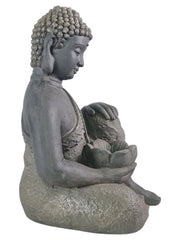 Large Stone Effect Kneeling Buddha Garden Decoration with Tea-light Holder