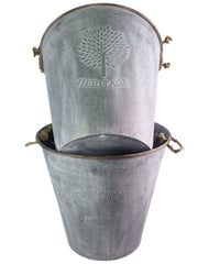 60cm XXL Zinc Round Planter Garden Flowers Trees Plants Pots Set of 2