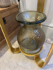 Elegant Gold Metal Accent Side Table With Glass Inserts Slim Home Decor Vintage6