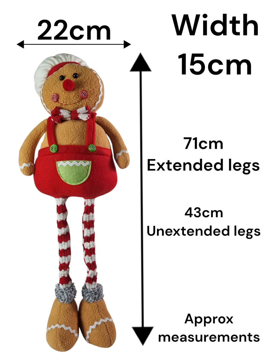 Festive Mr & Mrs Gingerbread Plush Standing Extendable Legs Xmas Gift ...