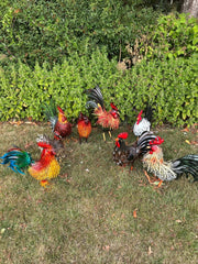 Decorative Black & White Metal Cockerel Rooster Garden Outdoor Lawn Ornament10