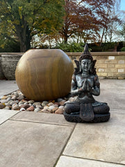 Extra Large Blue Bronze Silver Cross Leg Praying Buddha Garden Decor Decoration0