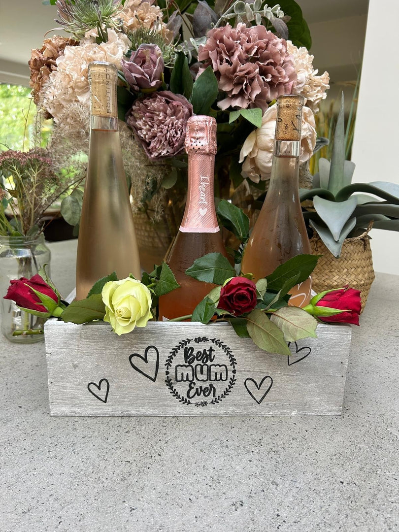 Best Mum Ever Double Sided Hamper Grey Gift Box Storage Wood Crate 2 Sizes3