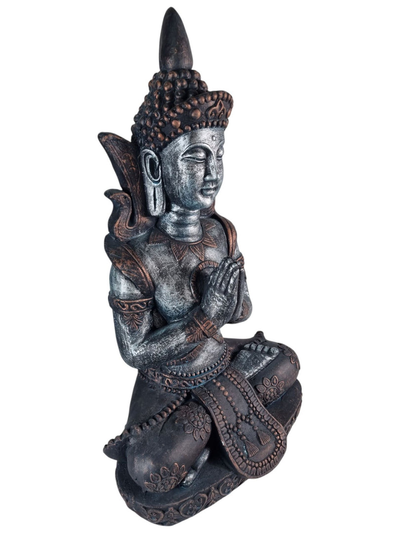 Extra Large Blue Bronze Silver Cross Leg Praying Buddha Garden Decor Decoration7