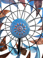 XL Bronze & Blue Leaf Colourful Spinner Garden Decorative Spinning Stake Sensory9