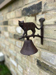 Cast Iron Cat Doorbell Wall Mounted Rustic Garden Home Decorative Hanging Bell0