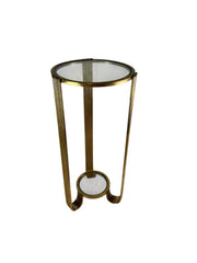 Elegant Gold Metal Accent Side Table With Glass Inserts Slim Home Decor Vintage18