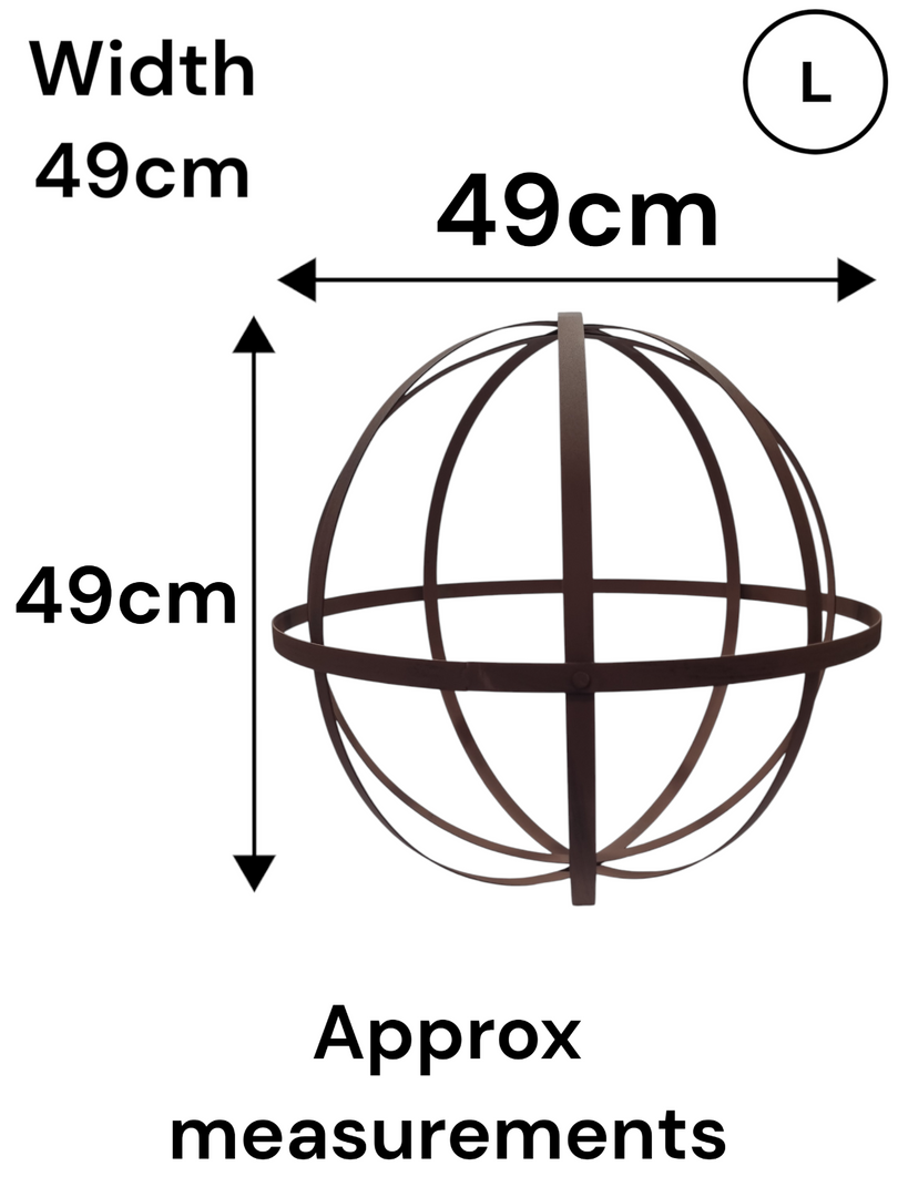 Set of 2 Rustic Metal Garden Spheres Decorative Outdoor Orb Sculptures Brown1