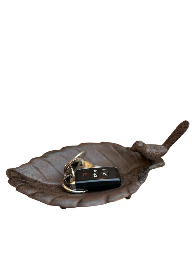 Cast Iron Leaf Bird Feeder Dish Seed Bowl Garden Gift Ornament Decoration Feed12