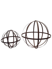 Set of 2 Rustic Metal Garden Spheres Decorative Outdoor Orb Sculptures Brown17