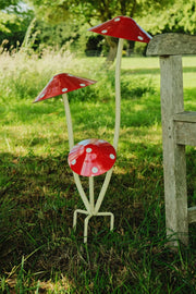 Red & White Spotted Toadstool Mushroom Metal Garden Whimsical Fairy Ornament4