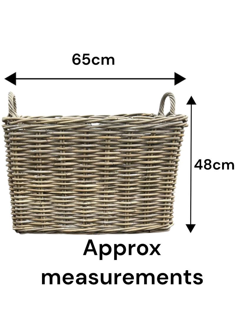 NEW Rectangular Kubu Wicker Rattan Log Storage Handmade Basket Large Heavy Duty1