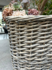 Driftwood-wash Wicker Willow Stair Basket with No Liner Home Stairs Storage Tidy4