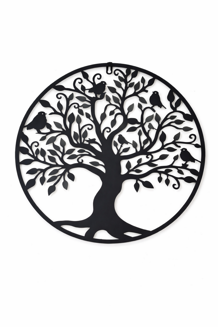 Large Black Tree & Birds Metal Garden Outdoor Wall Art  Plaque 80cm Diameter4