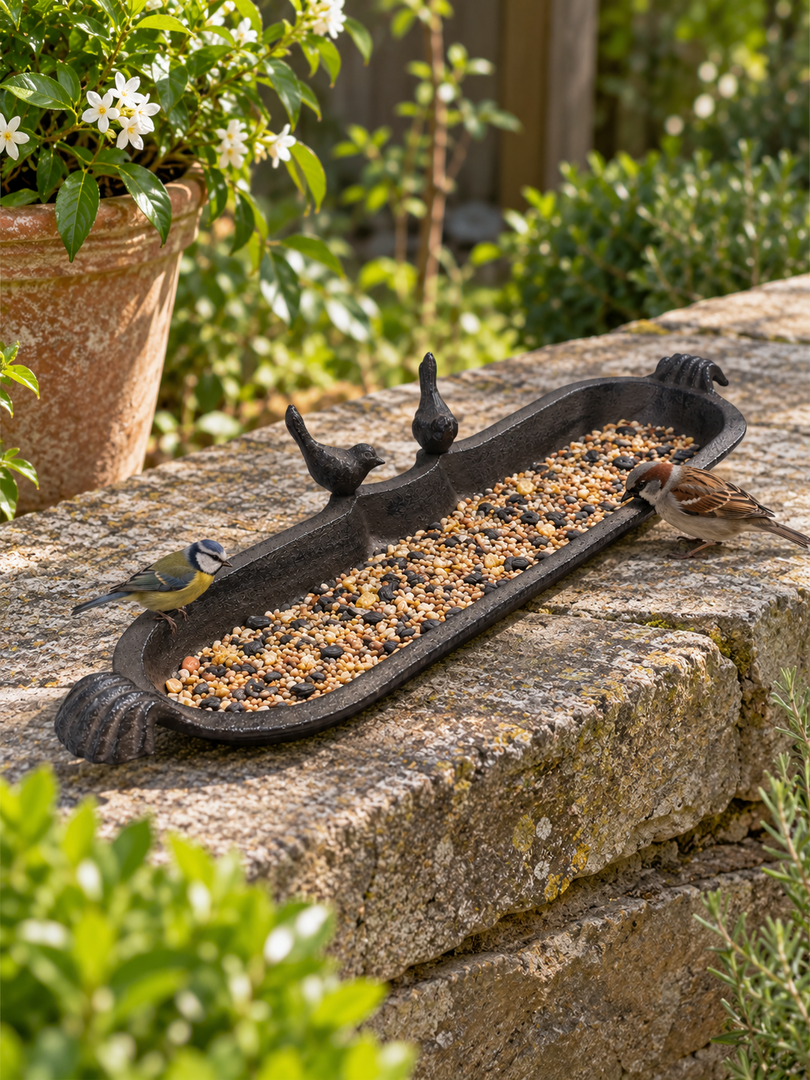 Cast Iron 2 Birds Trough Bird Feeder Seed Nut Garden Gift Ornament Decoration9