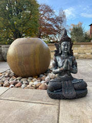 Extra Large Blue Bronze Silver Cross Leg Praying Buddha Garden Decor Decoration4