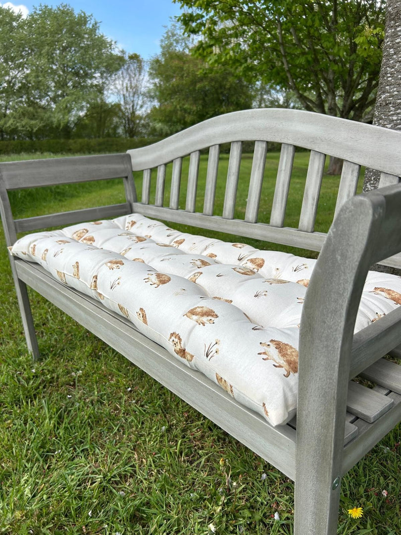 Happy Hedgehog Bench Seat Pad Grey Cushion Outdoor Garden Decor 110cm x 50cm4