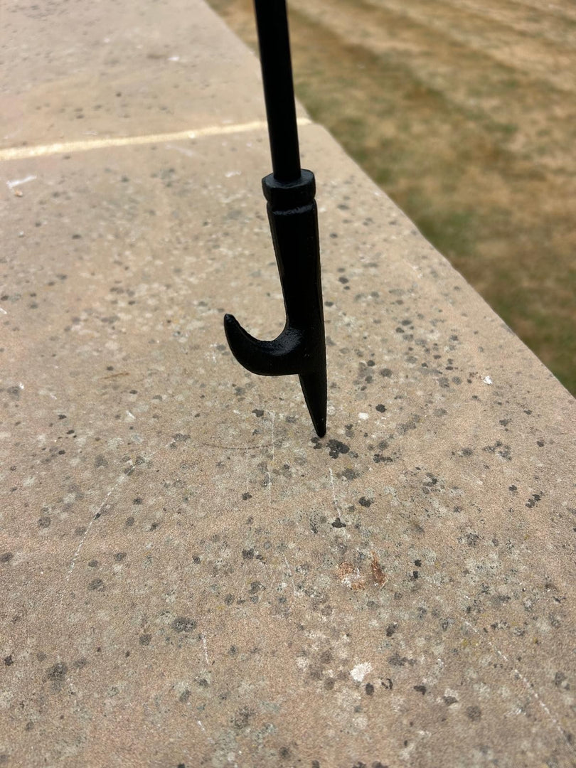 Vintage Black Cast Iron Fireplace Poker Fire Tool Hooked Handle Accessory Hook4