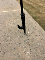 Vintage Black Cast Iron Fireplace Poker Fire Tool Hooked Handle Accessory Hook4