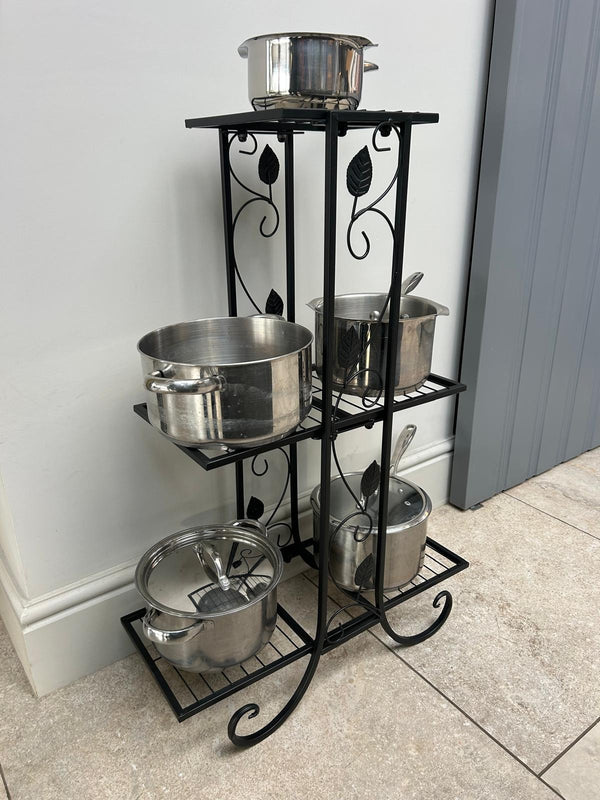 3 Tier Black Metal Shelf Decorative Shelves Freestanding Unit Plant Display0