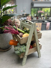 Wooden 2 Tier Vegetable Plant Storage Rack Green Tabletop Rustic Display Shop2