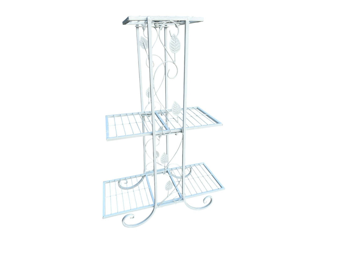 3 Tier White Metal Shelf Decorative Shelves Freestanding Unit Plant Display5