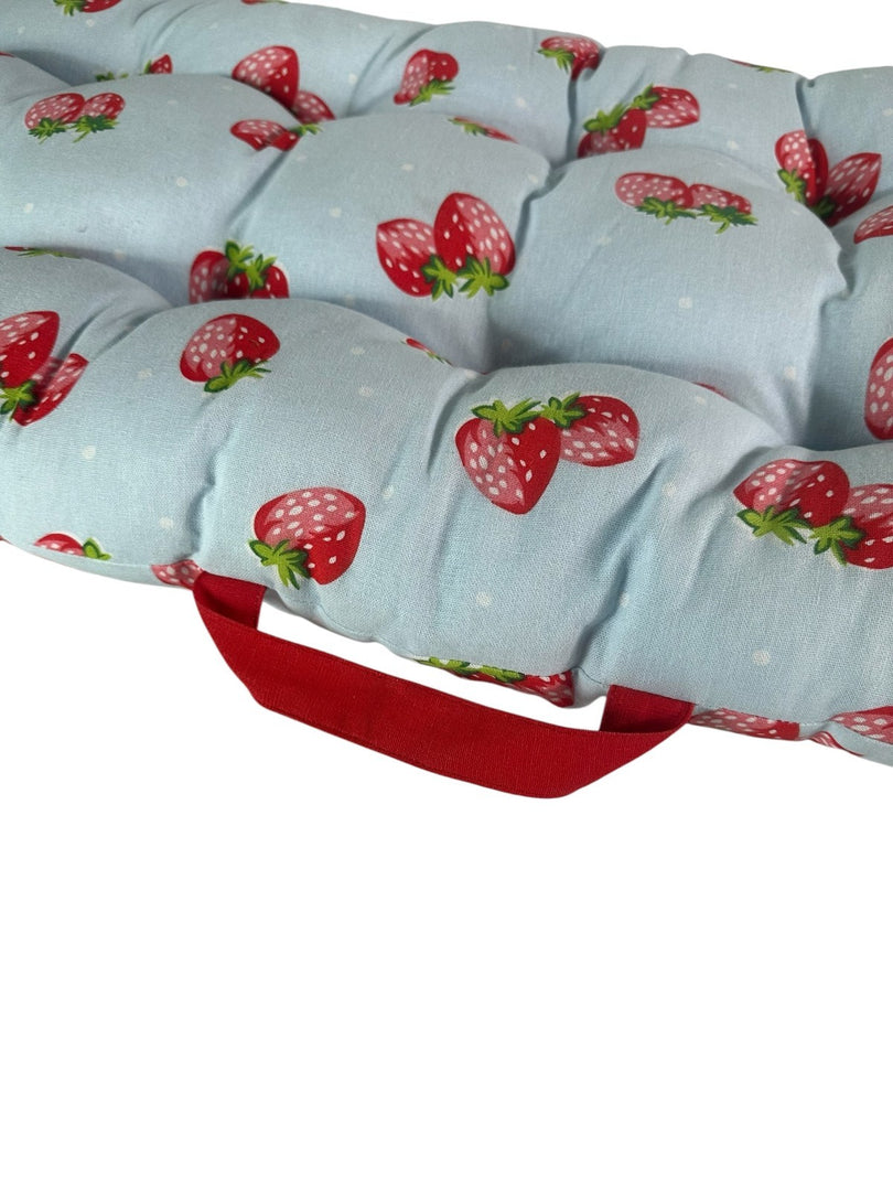 Summer Strawberry Blue Bench Seat Pad Cushion Garden Outdoor 110cm x 50cm19