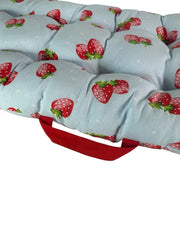 Summer Strawberry Blue Bench Seat Pad Cushion Garden Outdoor 110cm x 50cm19