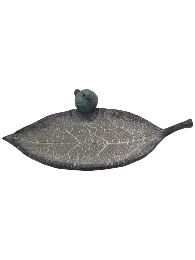 Resin Single Leaf Bowl Bird Bath Feeder Seed Nut Birds Garden Gift Ornament6