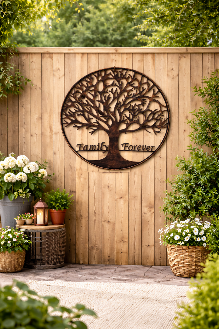 Large Bronze Family Forever Metal Garden Outdoor Wall Art  Plaque 80cm Diameter5