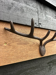 Stag Antlers Hanging Hook Cast Iron Farmhouse Coat Hanger Decor Indoor Outdoor4