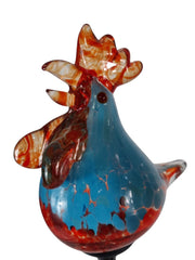 Set of 3 Solar Chicken Cockerel Lights Colourful Glass Garden Decor Stakes Gift16
