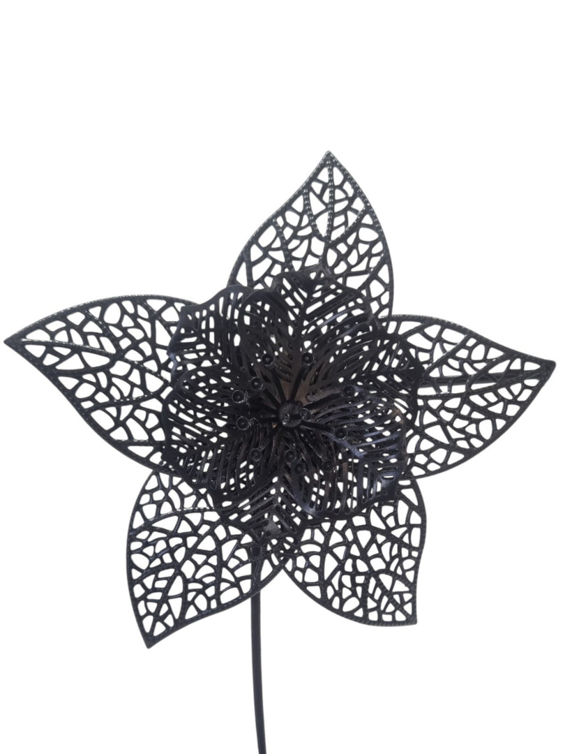 Black Metal Floral Wall Art Square Botanical Flower Leaf Hanging Home Decor Gift4