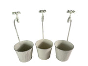 Set Of 3 Vintage Metal Plant Pots With Tap Handles Shabby Chic Garden Decor8