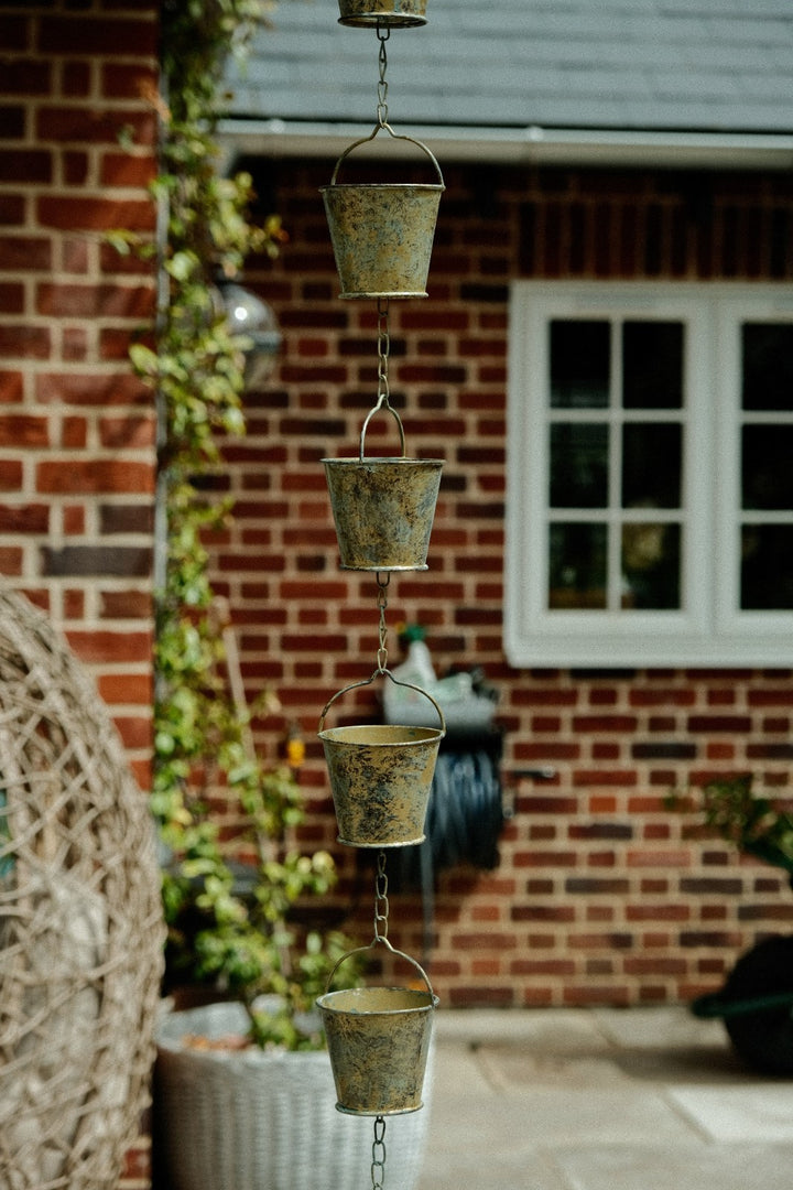 Bucket Rain Chain Hanging Garden Outdoor Nature Ornament Water Decoration4