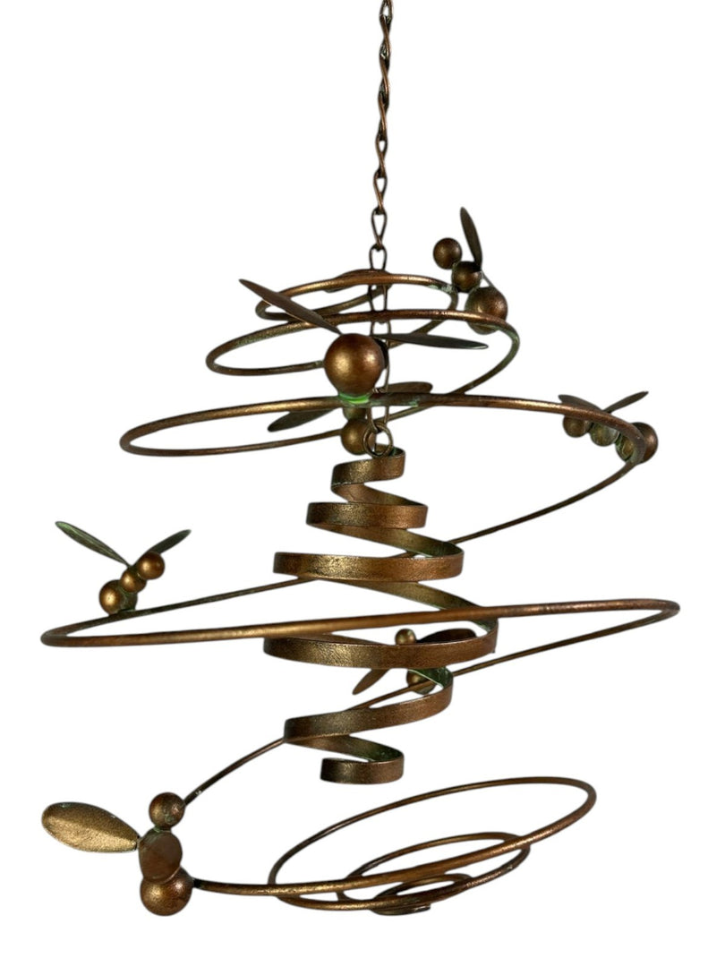Bee Spiral Hanging Mobile With Bells Gold Garden Ornament Hive Decoration Gift3