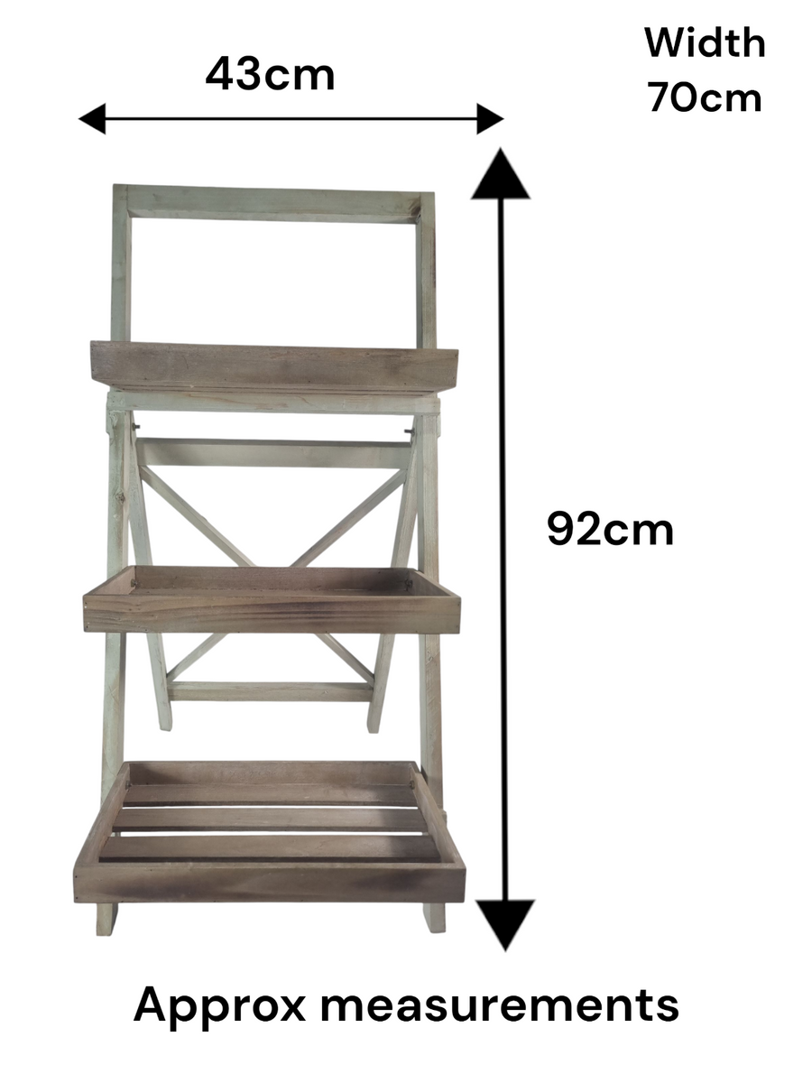 Wooden 3 Tier Vegetable Plant Storage Rack Sage Green Folding Rustic D ...